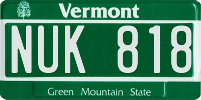 VT license plate NUK818