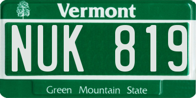 VT license plate NUK819