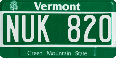 VT license plate NUK820