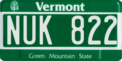 VT license plate NUK822