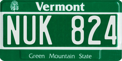VT license plate NUK824