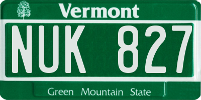 VT license plate NUK827