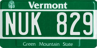 VT license plate NUK829