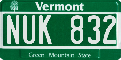 VT license plate NUK832