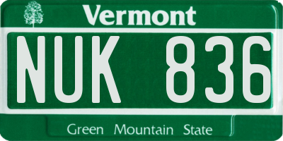 VT license plate NUK836