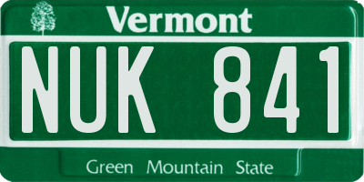 VT license plate NUK841