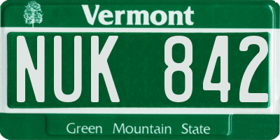 VT license plate NUK842