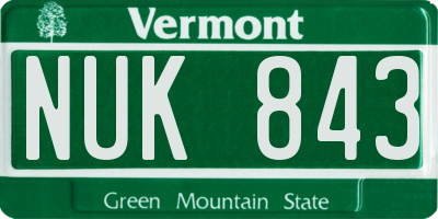 VT license plate NUK843