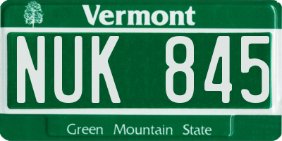 VT license plate NUK845