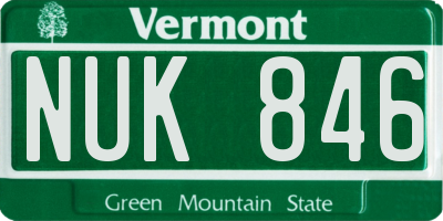 VT license plate NUK846
