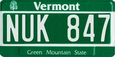 VT license plate NUK847