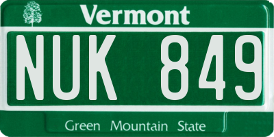 VT license plate NUK849