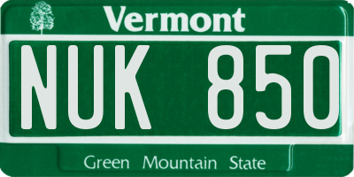 VT license plate NUK850