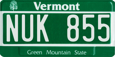 VT license plate NUK855