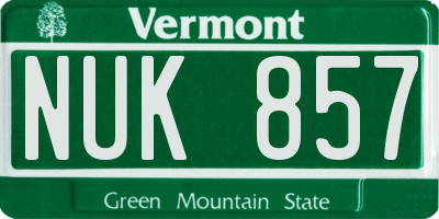 VT license plate NUK857