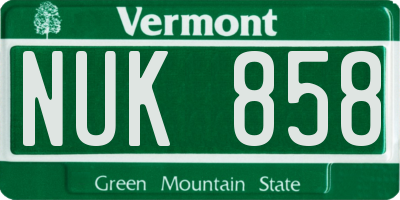 VT license plate NUK858