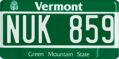 VT license plate NUK859