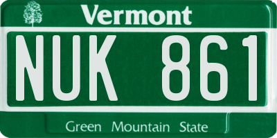 VT license plate NUK861