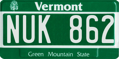 VT license plate NUK862