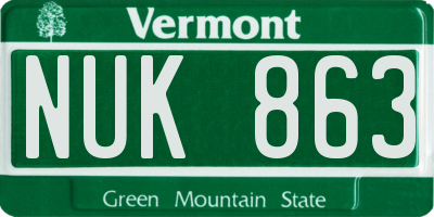VT license plate NUK863
