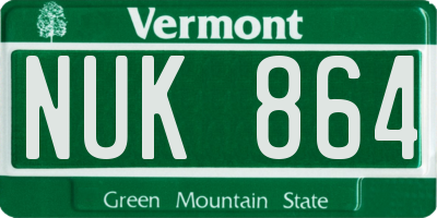 VT license plate NUK864