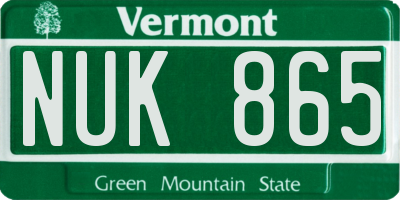 VT license plate NUK865