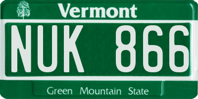 VT license plate NUK866