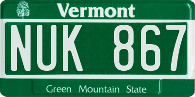 VT license plate NUK867