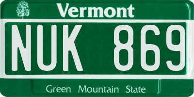 VT license plate NUK869