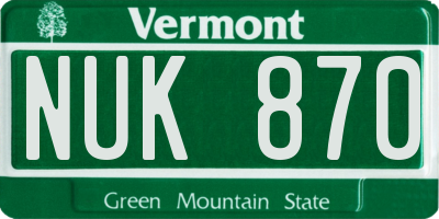 VT license plate NUK870