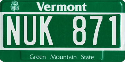VT license plate NUK871