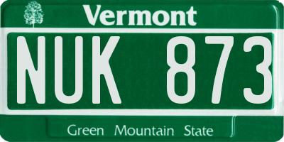 VT license plate NUK873