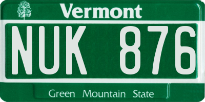VT license plate NUK876