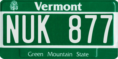 VT license plate NUK877