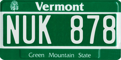 VT license plate NUK878