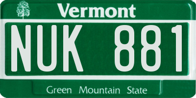 VT license plate NUK881