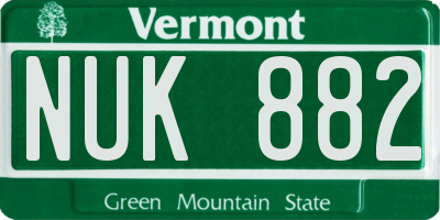 VT license plate NUK882