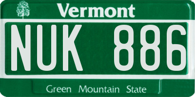 VT license plate NUK886