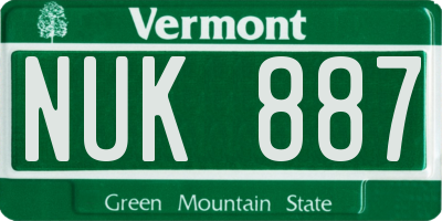 VT license plate NUK887