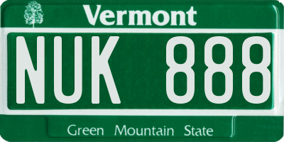 VT license plate NUK888