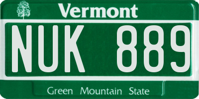 VT license plate NUK889