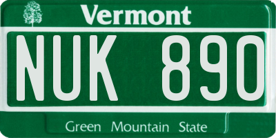 VT license plate NUK890