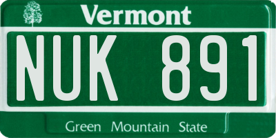 VT license plate NUK891