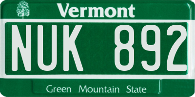 VT license plate NUK892