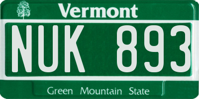 VT license plate NUK893