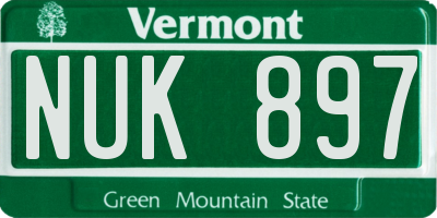 VT license plate NUK897