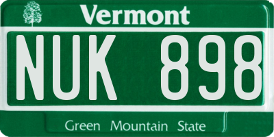 VT license plate NUK898