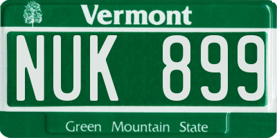 VT license plate NUK899