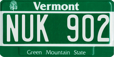 VT license plate NUK902