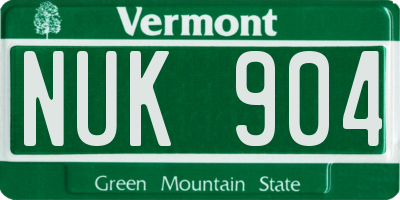 VT license plate NUK904